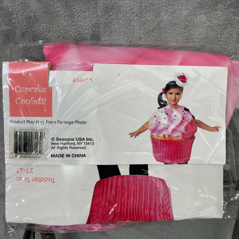 Seasons Cupcake Confetti Toddler Costume 2T-4T Girls Halloween Dress Up Pink